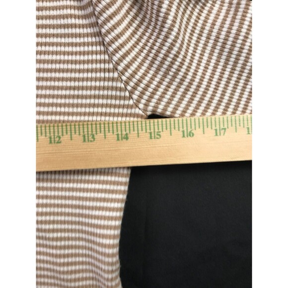 Altar'd State Cropped Ribbed Long Sleeve V-Neck Striped Tan White Sweater Medium - Picture 4 of 8